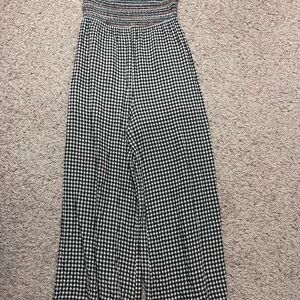 Hem & Thread Black White Plaid Smock Strapless Jumpsuit S